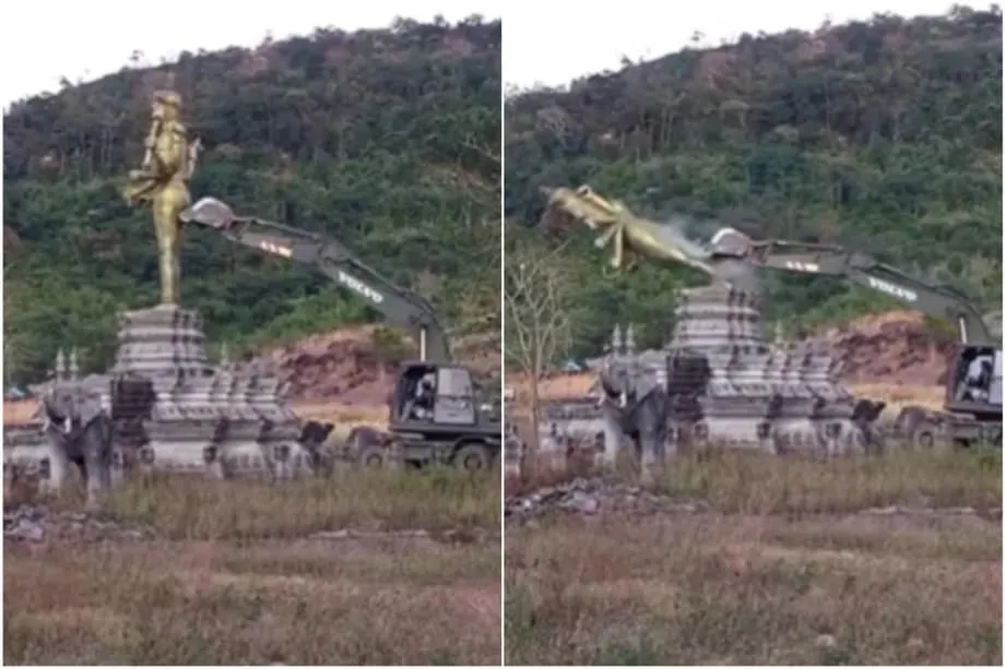 Estátua de Buda substitui deidade hindu na disputada fronteira entre Tailândia e Camboja, reacendendo tensões regionais