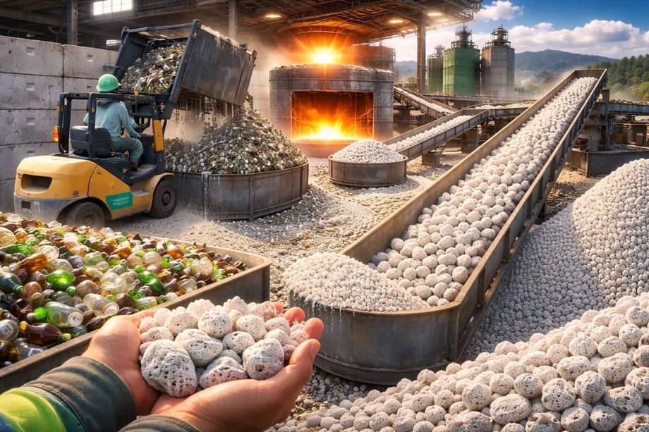 Fábrica em Hiroshima transforma vidro descartado em Super Sol, um material ecológico versátil